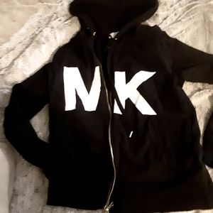 Black zip up hooded sweatshirt